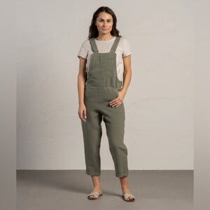 Menique Sz Ld Overalls Linen Pinafore Jumpsuit Nicci Stone Green